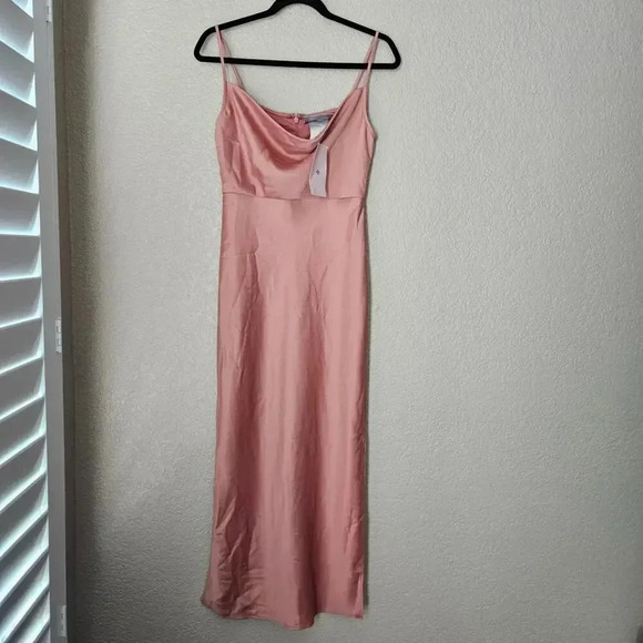 NWT BHLDN Cali Satin Cowl Neck Midi Slip Dress Sedona 0 New Anthropologie - Picture 5 of 9